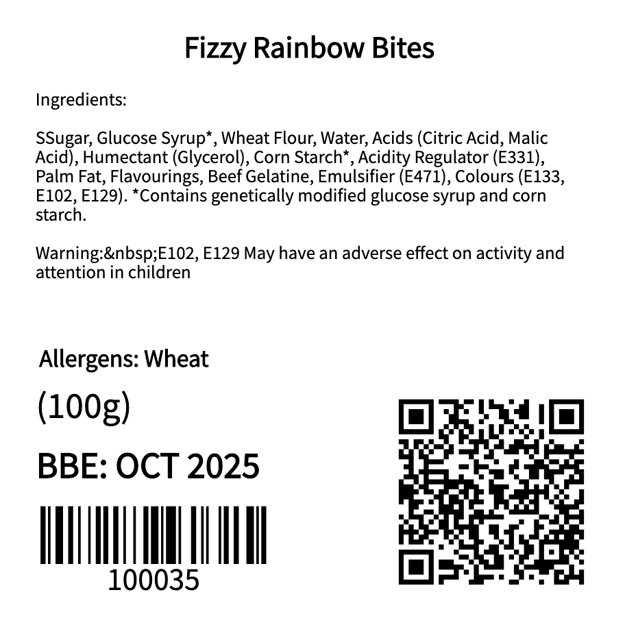 Fizzy Rainbow Bites (100g)