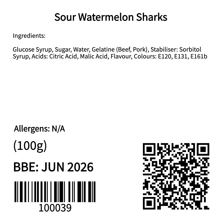 Sour Watermelon Sharks (100g)