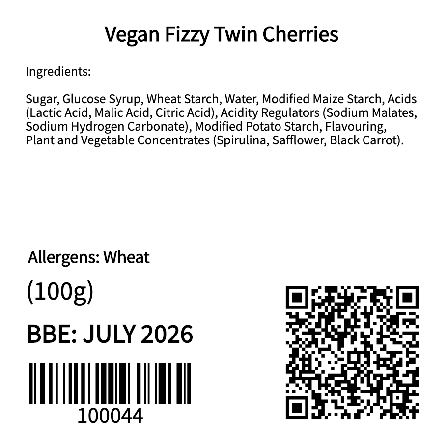 Vegan Fizzy Twin Cherries (100g)