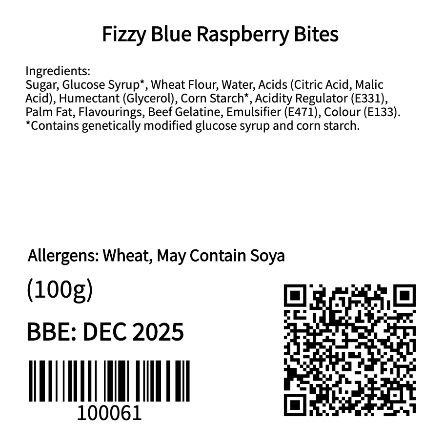 Fizzy Blue Raspberry Bites (100g)