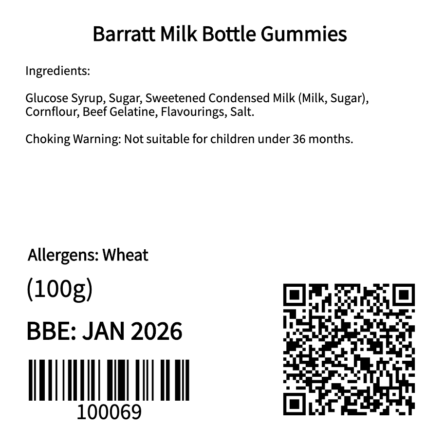 Barratt Milk Bottle Gummies (100g)