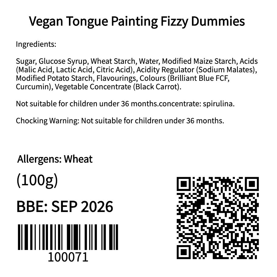 Vegan Tongue Painting Fizzy Dummies (100g)