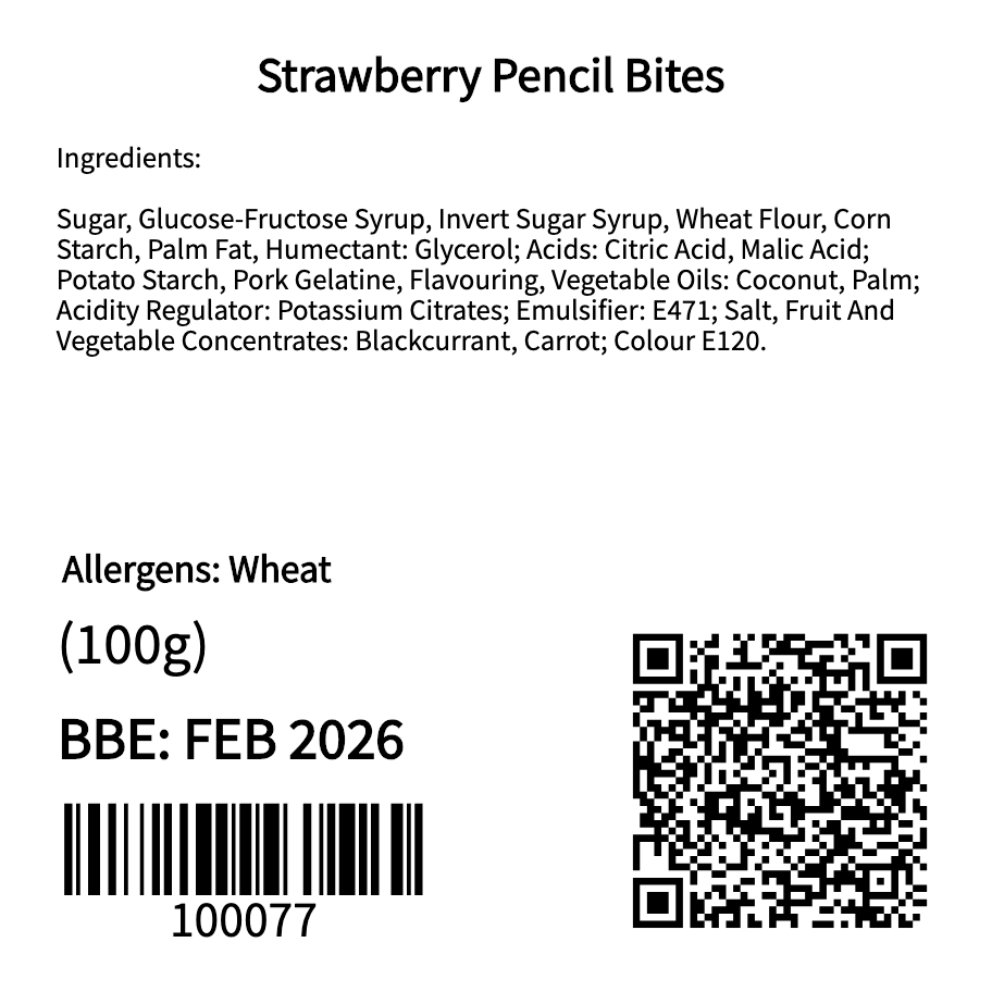 Strawberry Pencil Bites (100g)