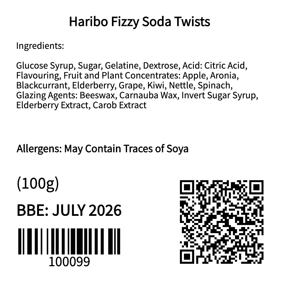 Haribo Fizzy Soda Twists (100g)