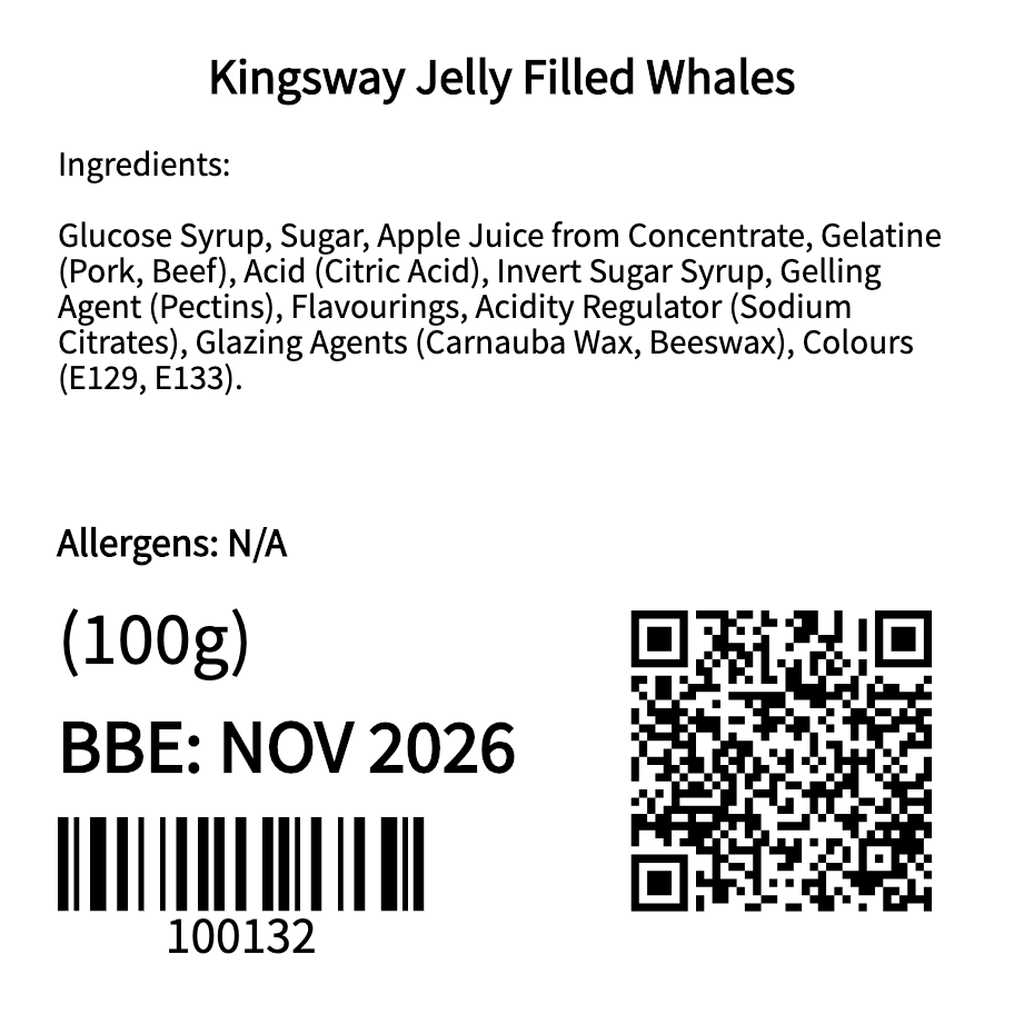 Kingsway Jelly Filled Whales (100g)