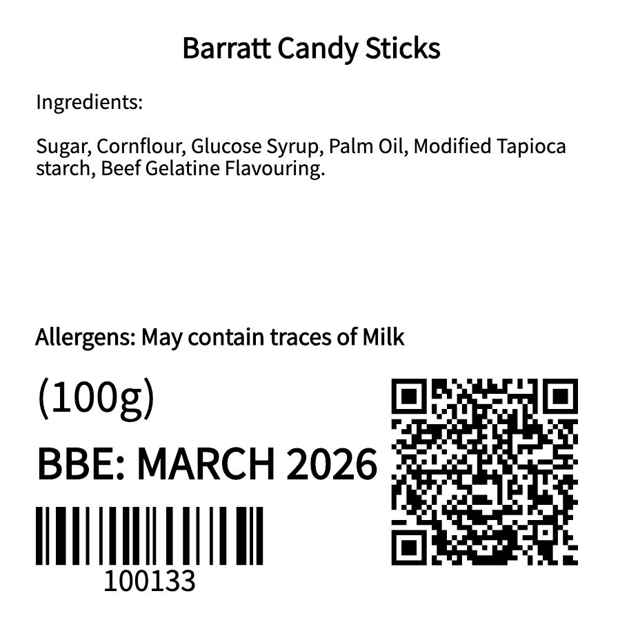 Barratt Candy Sticks (100g)