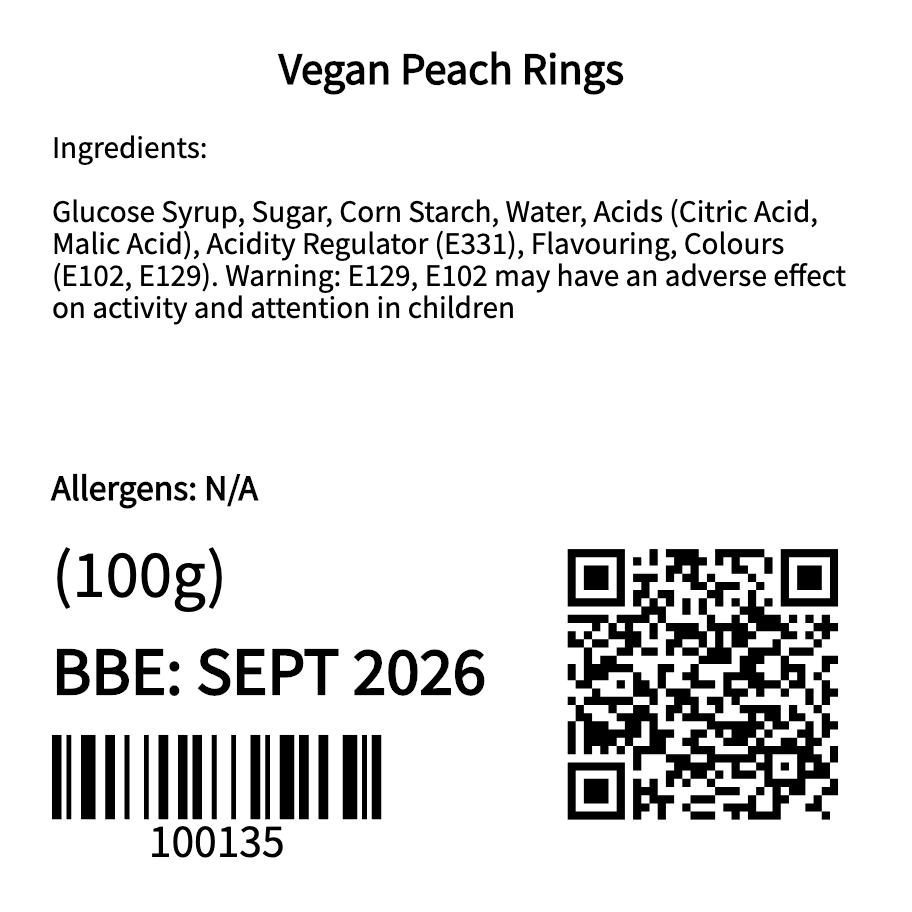 Vegan Peach Rings (100g)