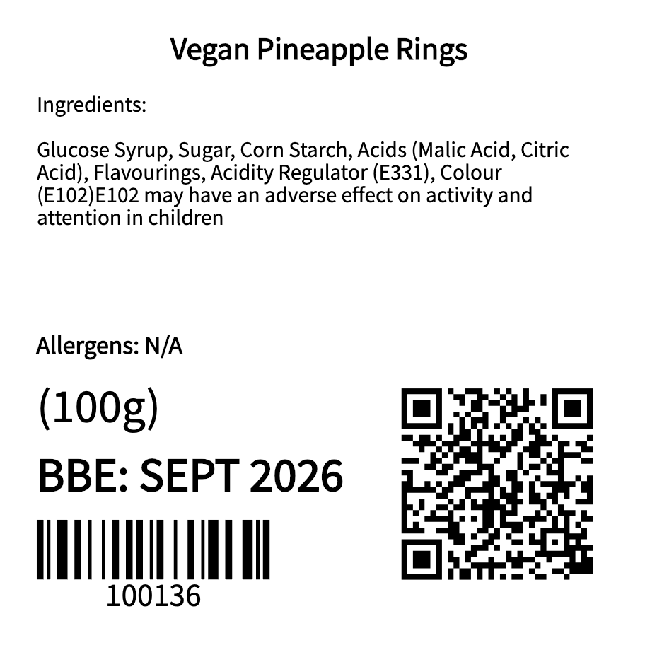 Vegan Pineapple Rings (100g)