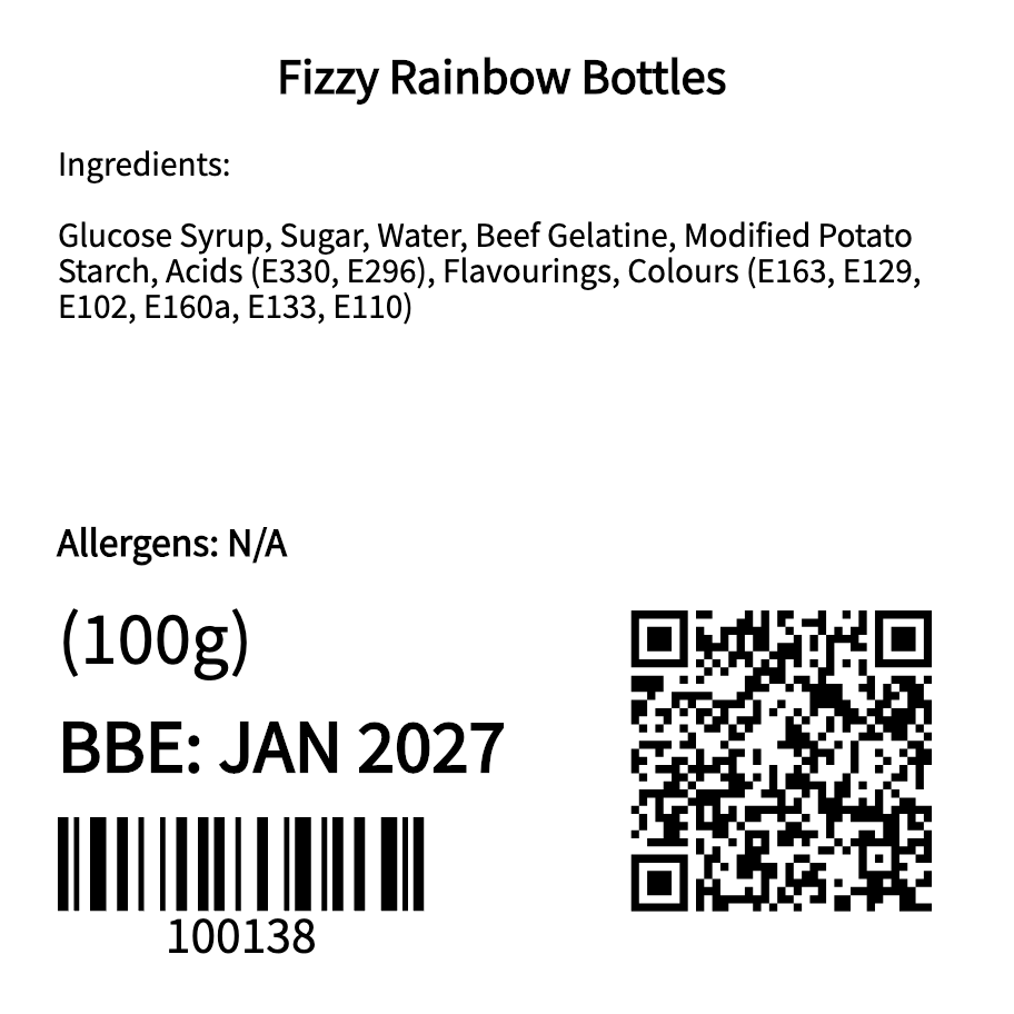 Fizzy Rainbow Bottles (100g)