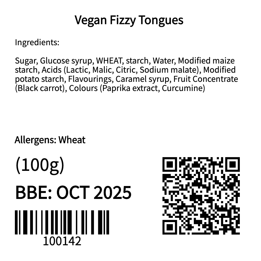 Vegan Fizzy Tongues (100g)