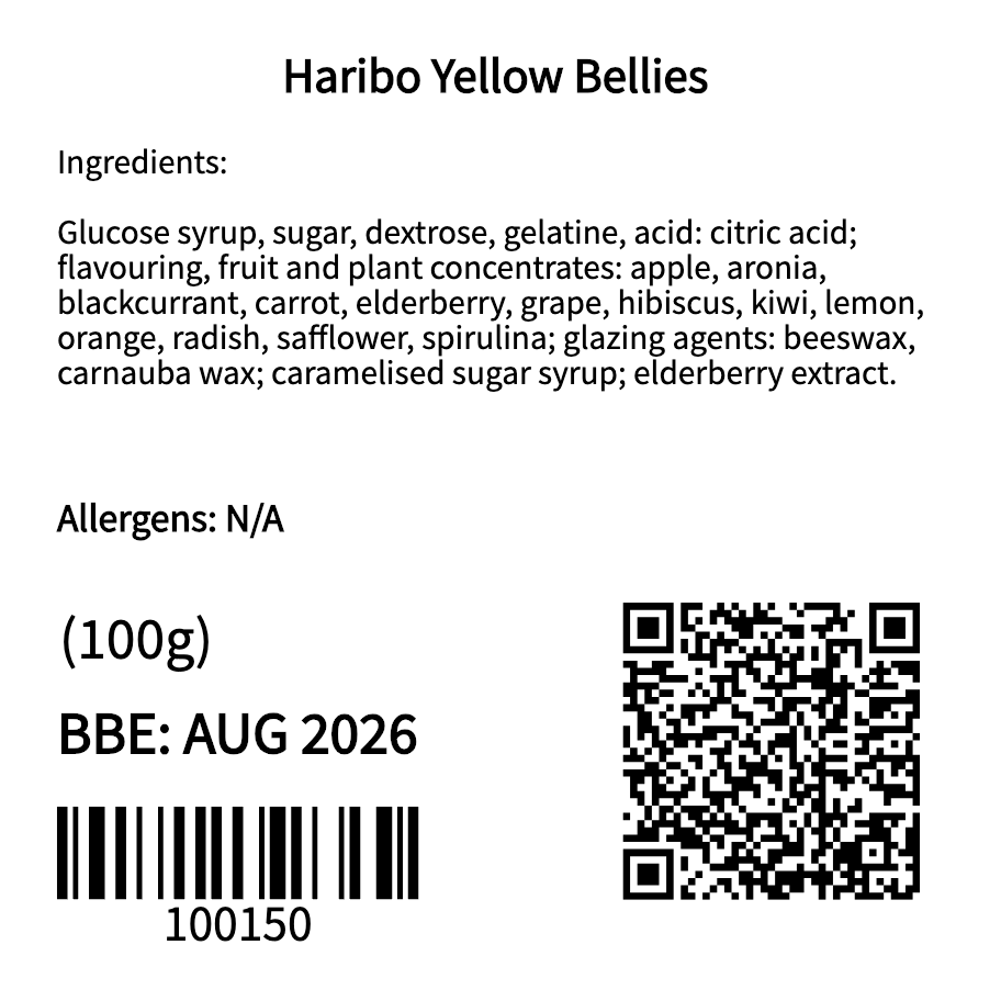 Haribo Yellow Bellies (100g)