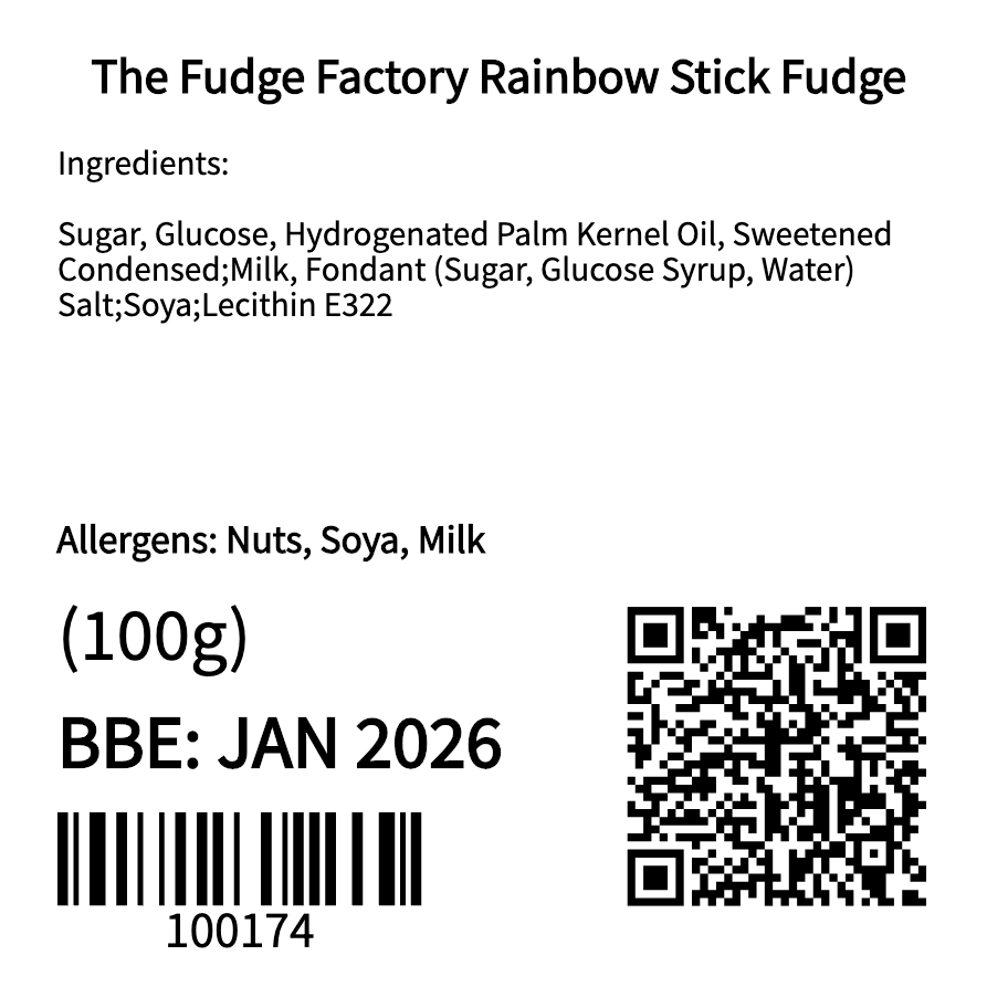 The Fudge Factory Rainbow Stick Fudge (100g)