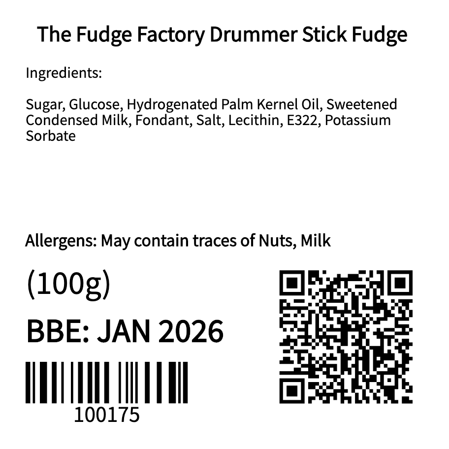 The Fudge Factory Drummer Stick Fudge (100g)