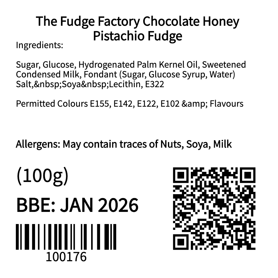 The Fudge Factory Chocolate Honey Pistachio Fudge (100g)