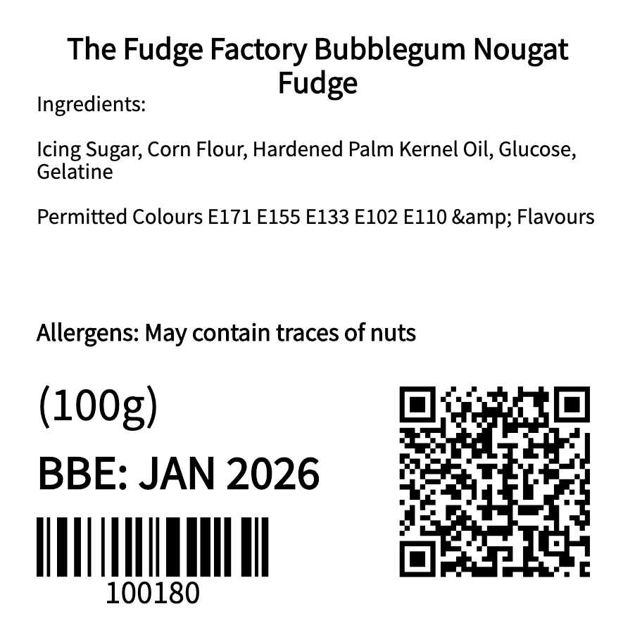 The Fudge Factory Bubblegum Nougat Fudge (100g)