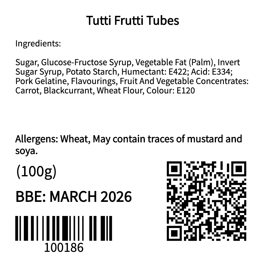 Tutti Frutti Tubes (100g)