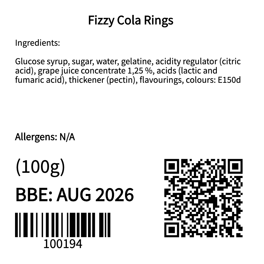 Fizzy Cola Rings (100g)
