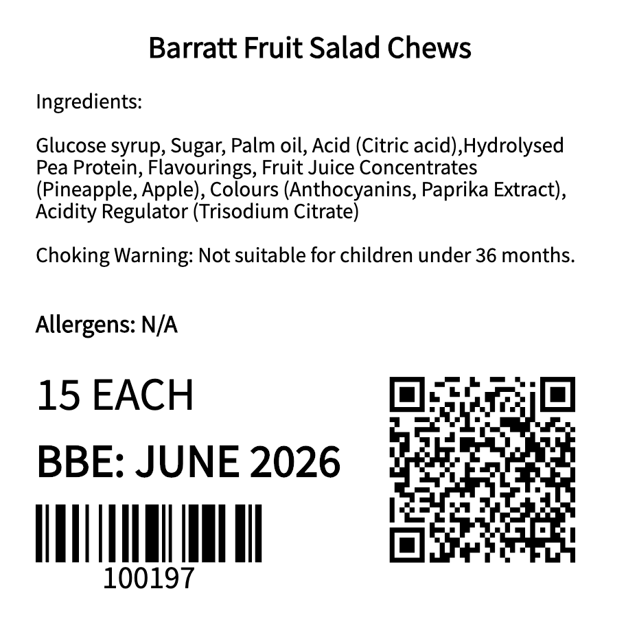 Barratt Fruit Salad Chews (15 each)