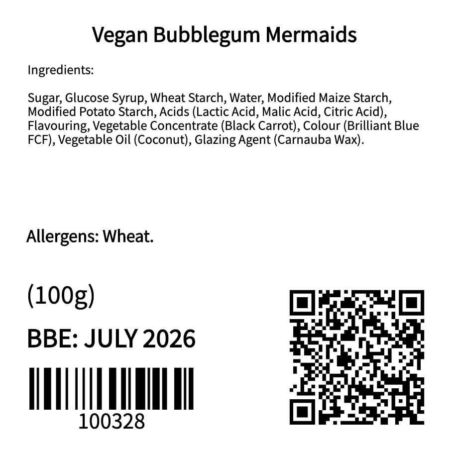 Vegan Bubblegum Mermaids (100g)