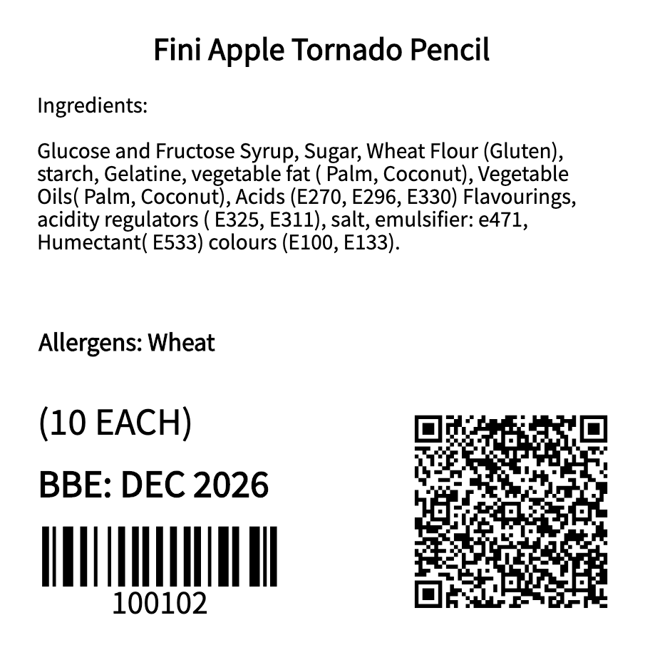 Fini Apple Tornado Pencil (100 eaches / 1 Box)
