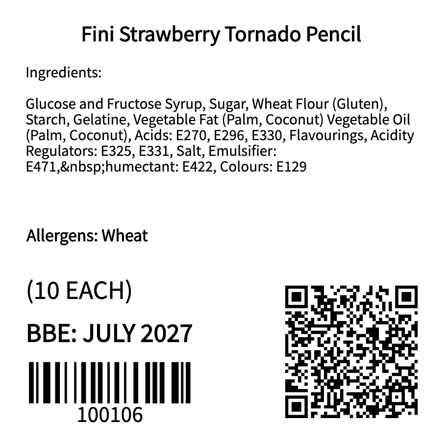 Fini Strawberry Tornado Pencil (10 eaches / 1 box)