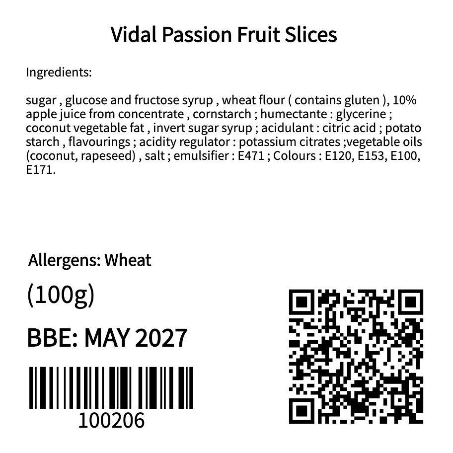 Vidal Passion Fruit Slices (100g)