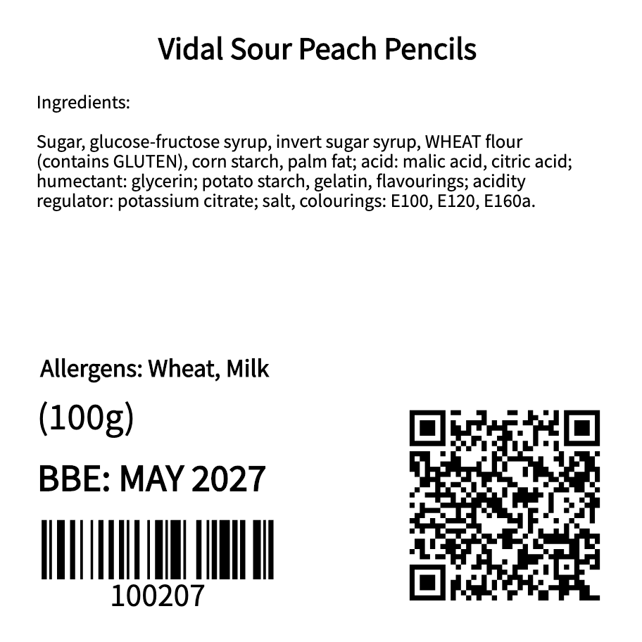 Vidal Sour Peach Pencils (10 eaches)