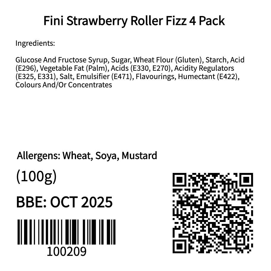 Fini Strawberry Roller Fizz 4 Pack (80g)