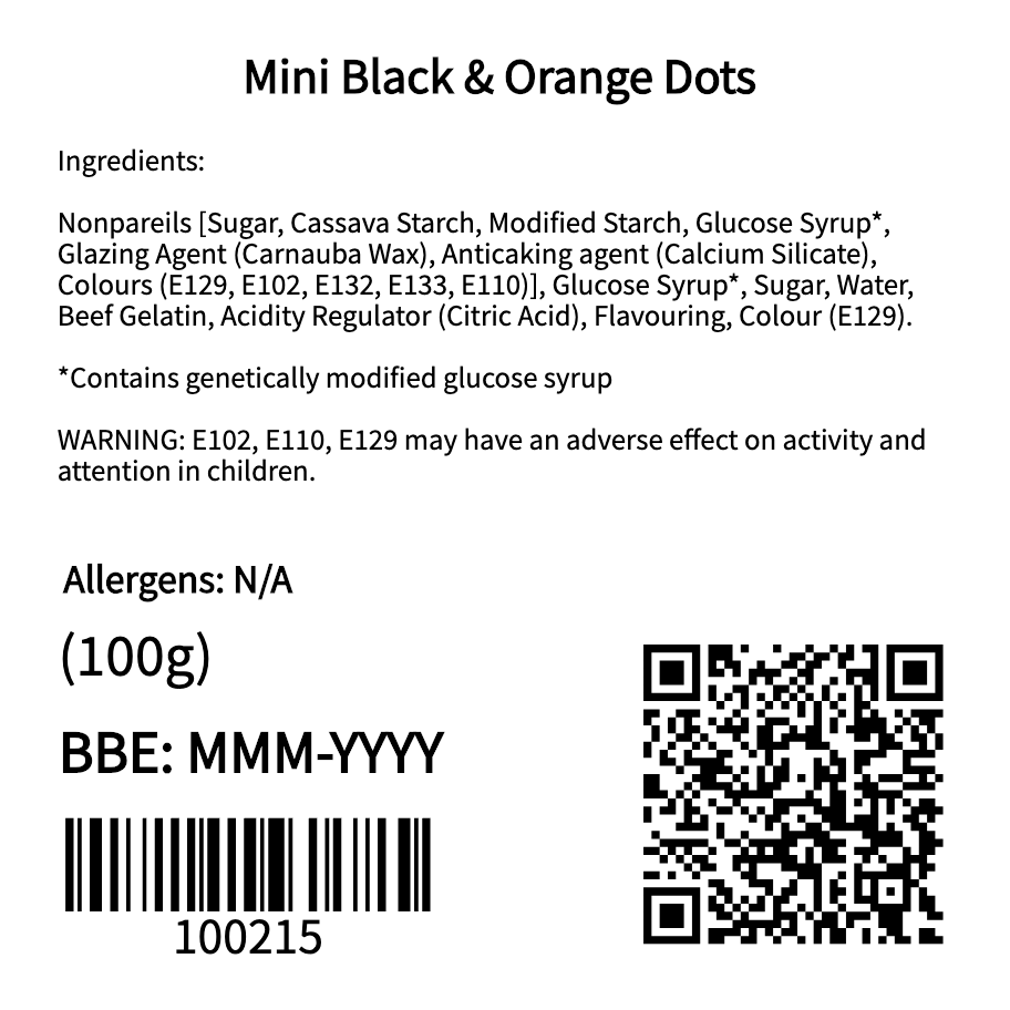 Mini Black & Orange Dots (100g)