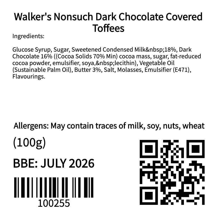 Walker's Nonsuch Dark Chocolate Covered Toffees (100g)