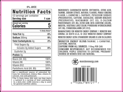 Energy Drink Ultra Strawberry Dreams Zero Sugar (500ml)