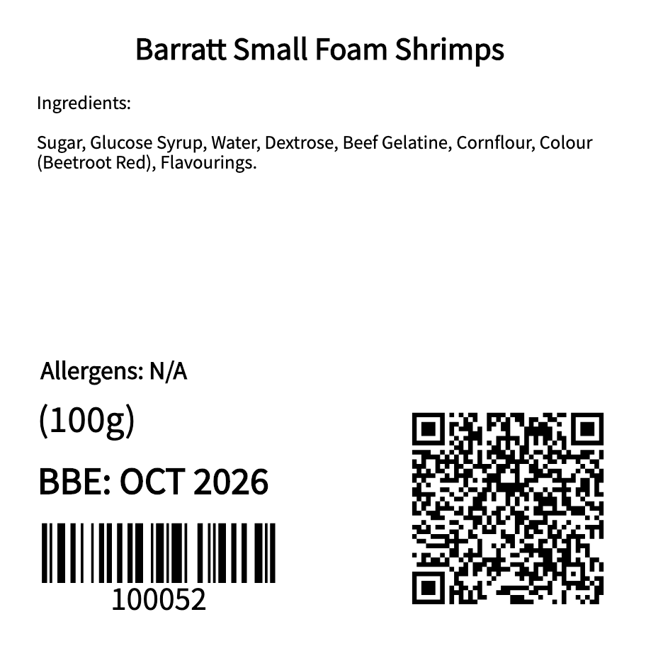 Barratt Small Foam Shrimps (100g)