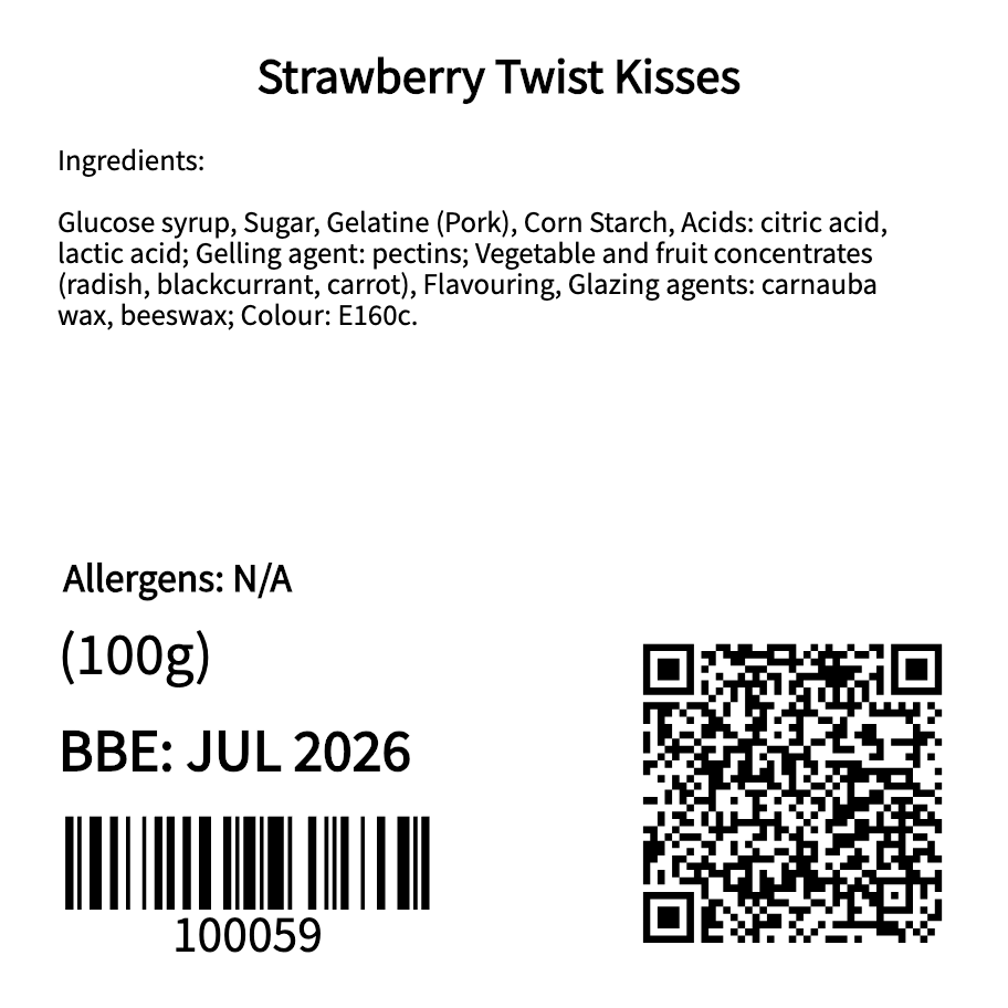 Strawberry Twist Kisses (100g)