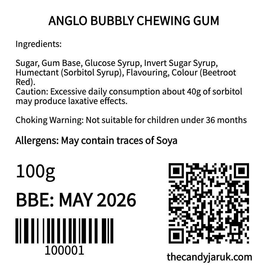Anglo Bubbly Bubblegum (100g)