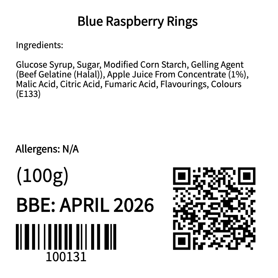 Blue Raspberry Rings (100g)
