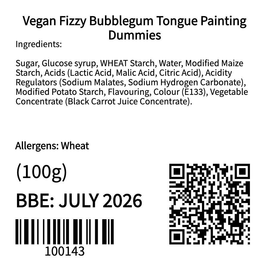 Vegan Fizzy Bubblegum Tongue Painting Dummies (100g)