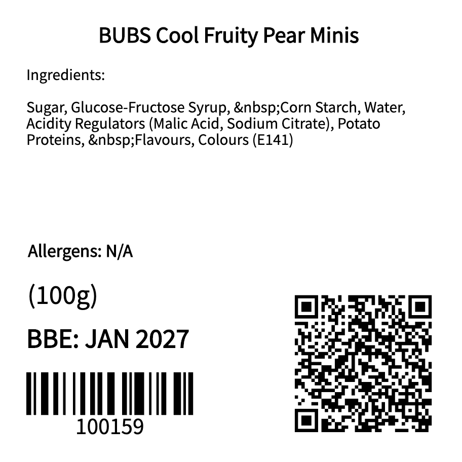 BUBS Cool Fruity Pear Minis (100g)