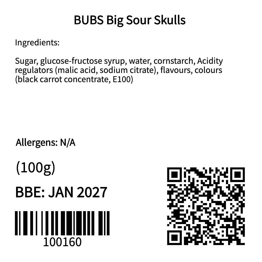 BUBS Big Sour Skulls (100g)