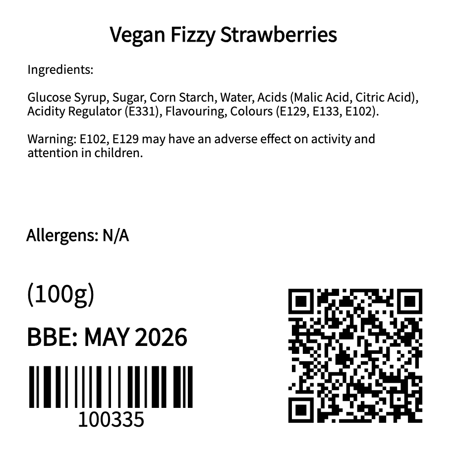 Vegan Fizzy Strawberries (100g)