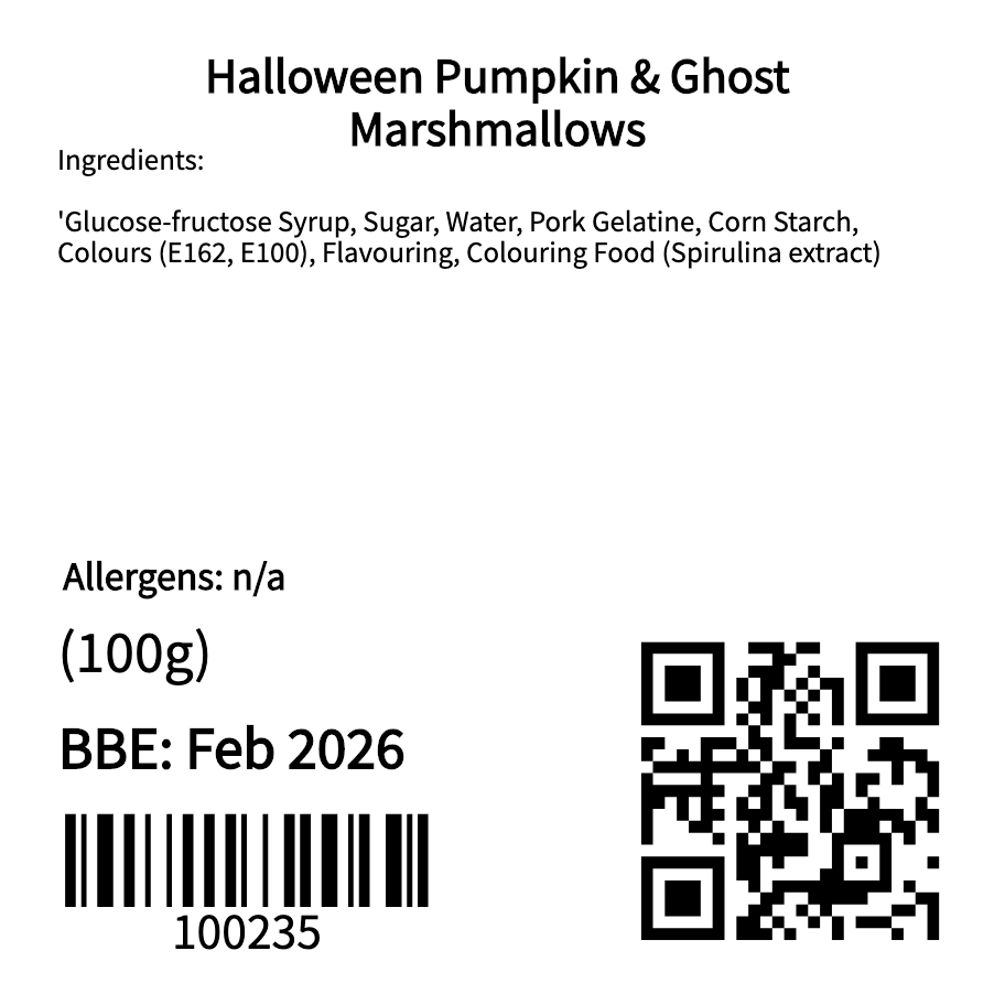Halloween Pumpkin & Ghost Marshmallows (100g)