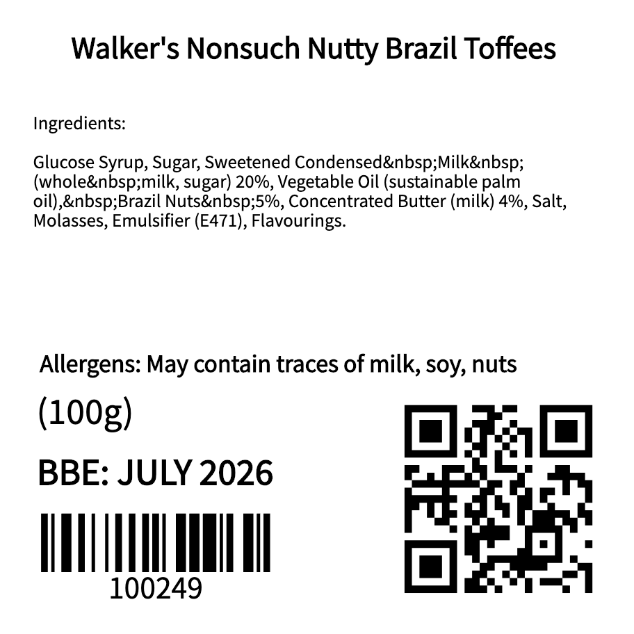 Walker's Nonsuch Nutty Brazil Toffees (100g)