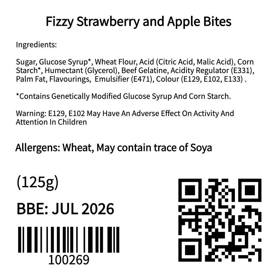 Fizzy Strawberry and Apple Bites (125g)