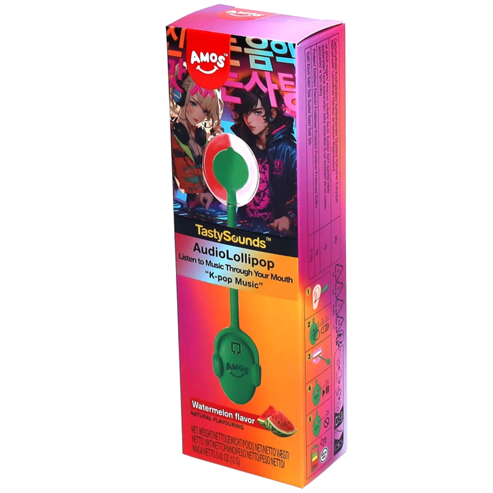 Amos TastySounds K-Pop Music Audio Lollipop Watermelon Flavour 12g (1 Each)