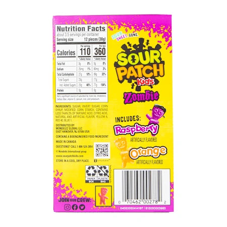 Sour Patch Kids Zombie Movie Theater Candy Box (99g)