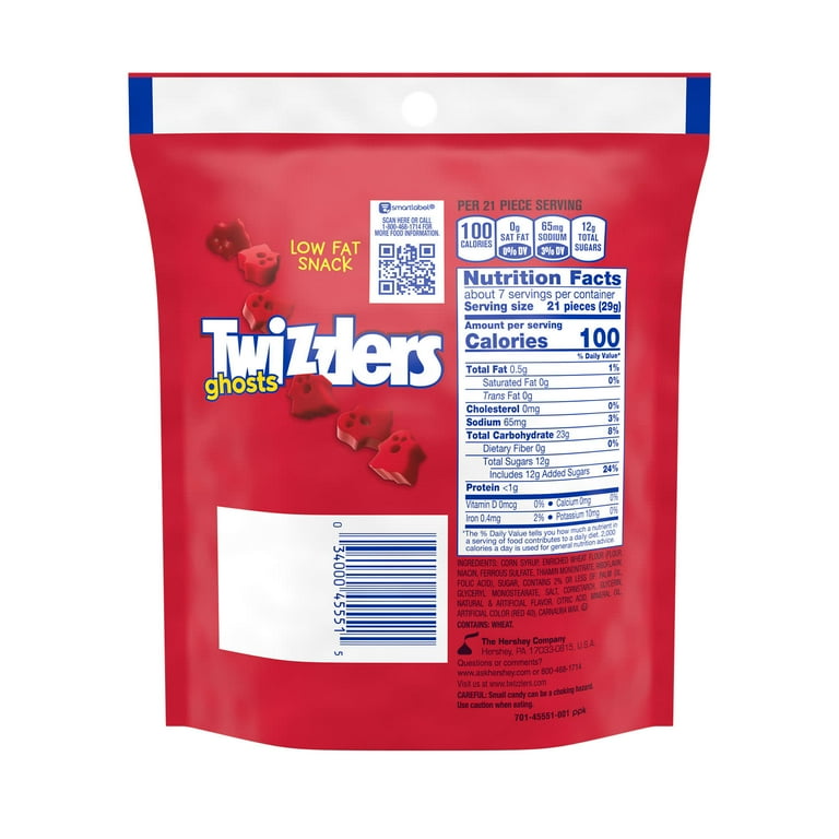 Twizzlers Ghosts Cherry Flavored Chewy Halloween Candy (201g)