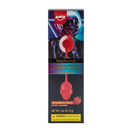 Amos TastySounds Strawberry Flavor Audio Lollipop (1 Each)