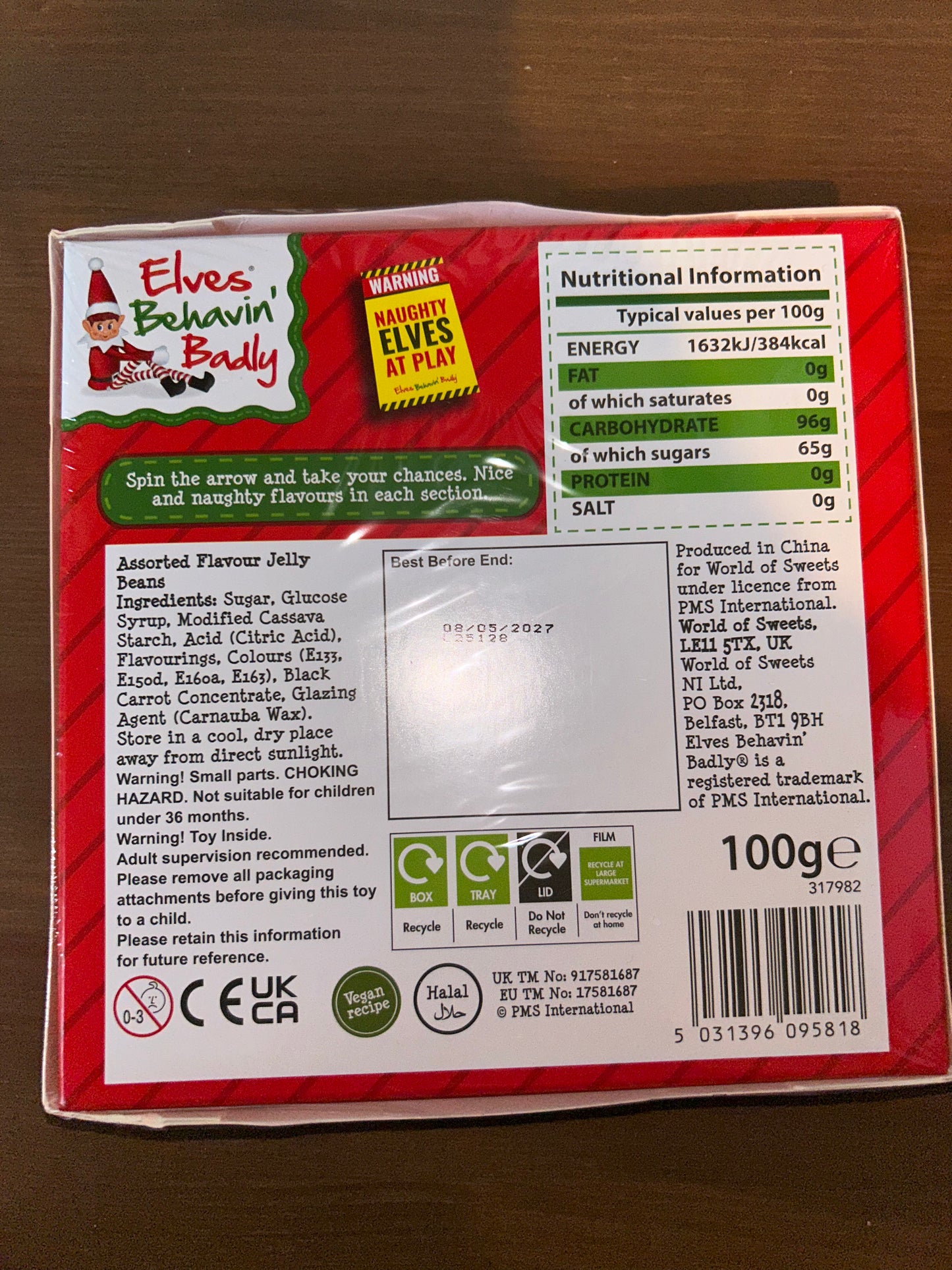 Elves Behavin' Badly Naughty or Nice Jelly Bean Game (100g)