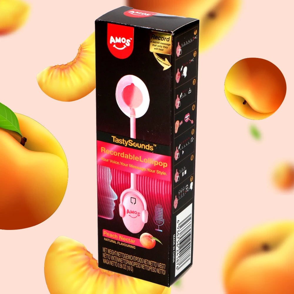 Amos Tasty Sounds XL Lollipop Recordable Honey Peach Flavour (1 Each)